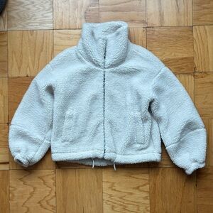 Lululemon White Sherpa Teddy Bear Cropped Jacket